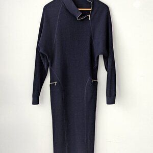 100% wool knit body con dolman sleeve dress vintage
